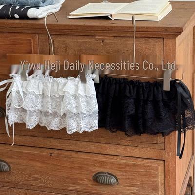 Peplum Hem Lace-Trimmed Midi Skirt with Side Tie