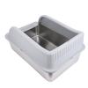 Stainless Steel Cat Litter Box with Removable Lid Enclosed High Sided Litter Box Metal Litter Pan Tray Anti Leakage