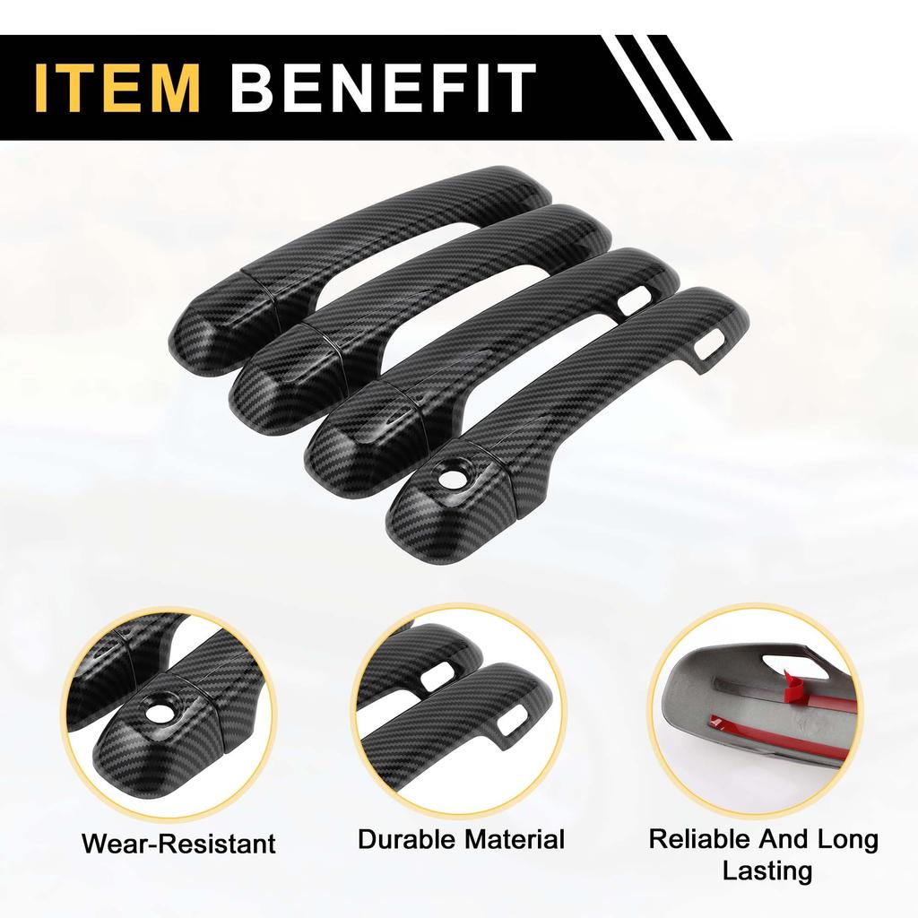 REPAIROCK Exterior Door Handle Covers for Toyota 4Runner Car Door Handle Protectors with Two Carbon Fiber Black 4-Piece 2010-2019, Keypads, Pattern,