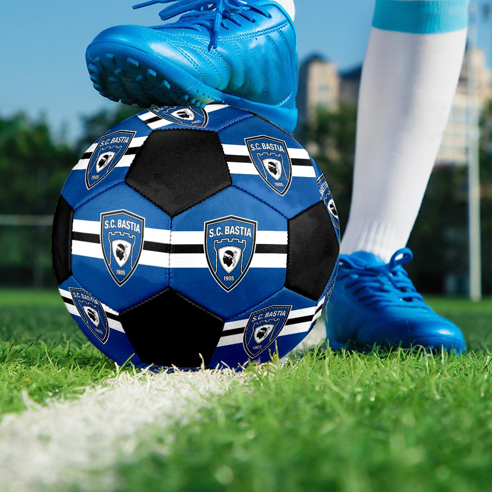 SC Bastia Soccer Ball, Colorful, Suitable for All Ages, Machine-stitched, PVC Material, Competition Grade, Durable and High Bounce