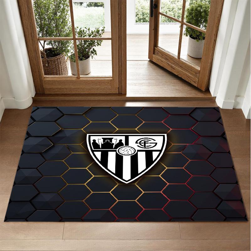 Sevilla FC Design Crystal Velvet Rug Soft Decorative Mat for Bedroom Entrance