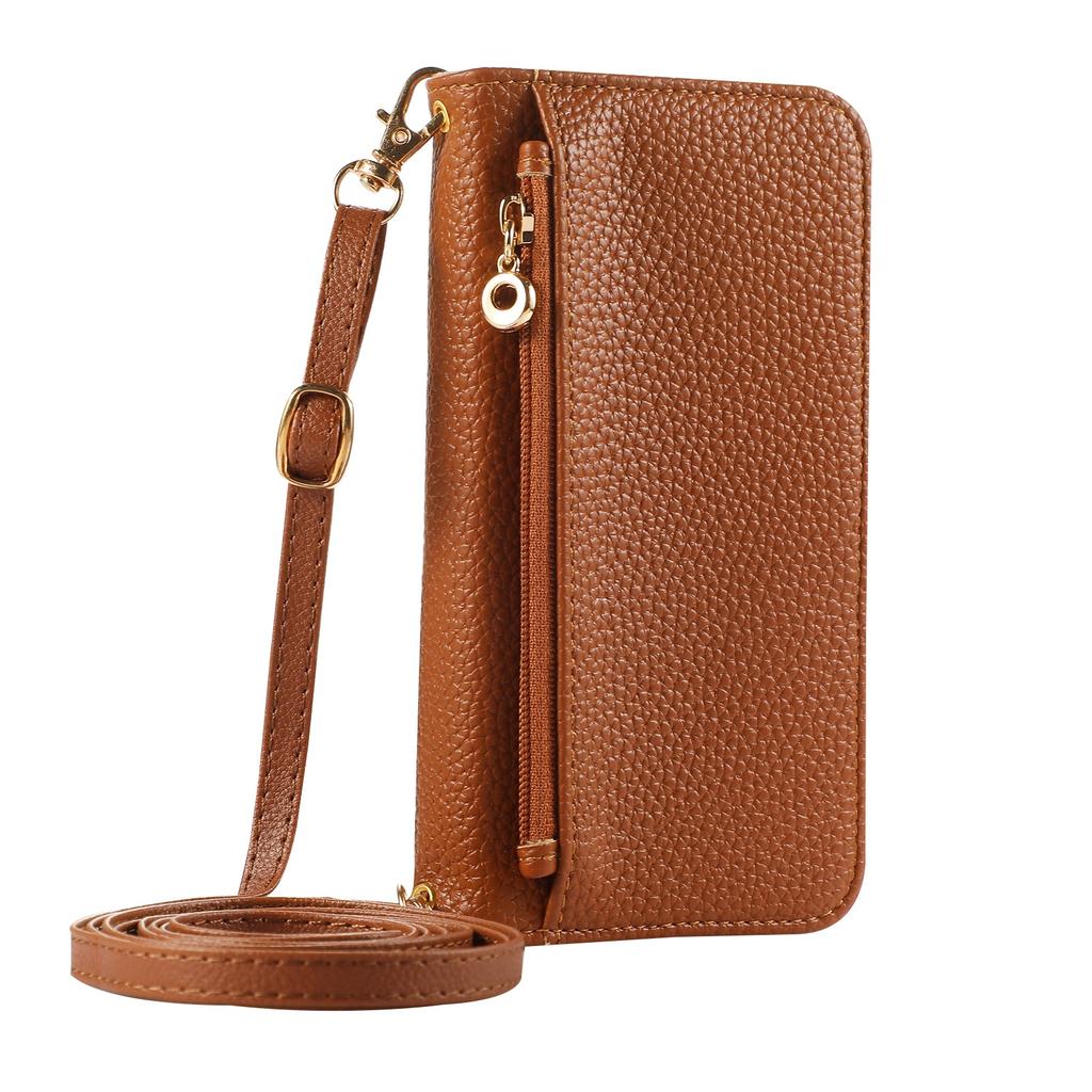 Zipper Flip Magnetic Cards Solt Mirror Wallet Leather Case For iPhone 17 Pro Max 16 Plus 15 14 13 12 11 Strap Slim Book Cover