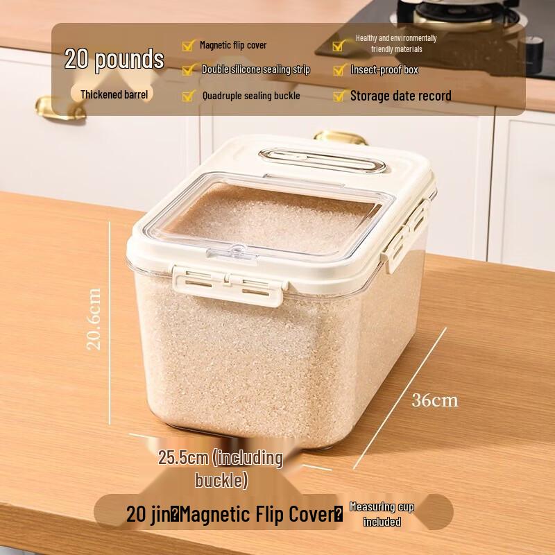 WEZHO 10KG Transparent Moisture-Proof Rice & Pet Food Storage Bin