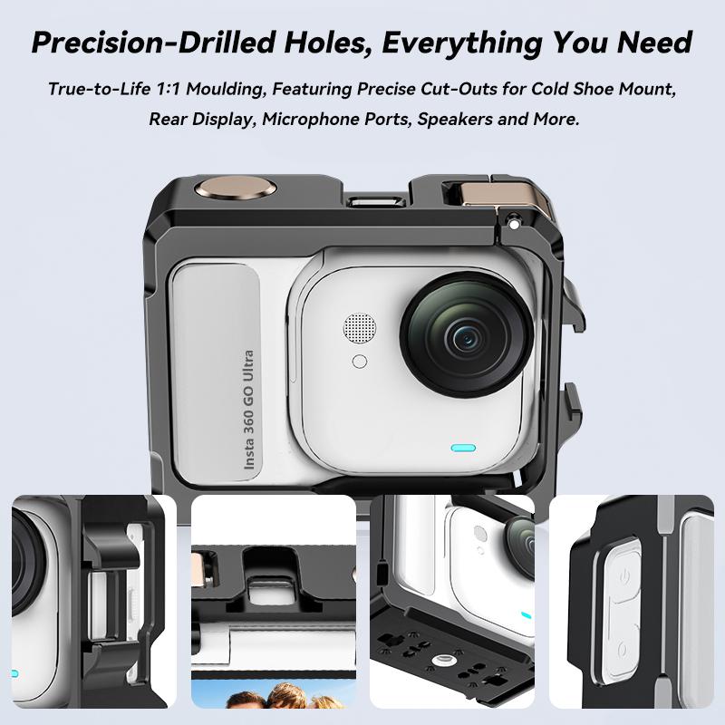 Metal Frame Camera Cage for Insta360 GO Ultra Aluminum Case Protective Frame Multifunctional Extension Accessory Snap-Locking