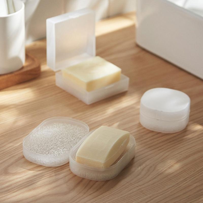 1set/3pc Soap Dish Soap Holders With Sponges Insert, NonSlip Travel Soap Case For Camping Gym Bathroom Storage Box