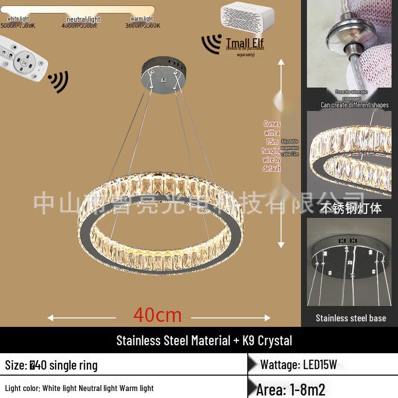 Modern Crystal Chandelier - Round Pendant Light for Dining & Living Rooms