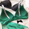 Ice Silk Comfort Underwear Set Women Sexy Deep V Push Up Bra Set Shoulder Strap Letters Adjustable Brassiere and Lace Panties