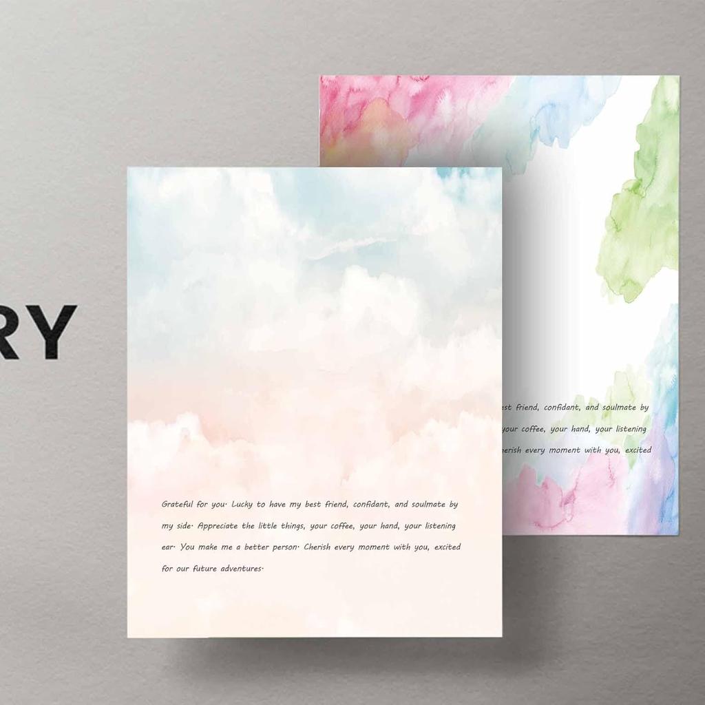 DUGUTUL Watercolor Stationary Paper, 100 Gsm Printer Paper 8.5 X 11, 12 Designs, Double-Sided, Colored Paper for Writing Letters and Invitations,