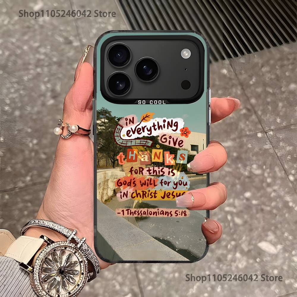 Jesus Bible Verses Black Matte Shockproof CoverPhone Case For iPhone 17,16,15,14,13,12,11,Pro,Max,Plus