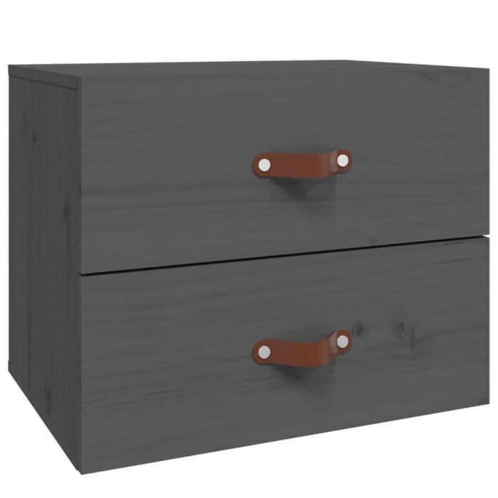 820980 vidaXL Table de chevet murale Gris 50x36x40 cm