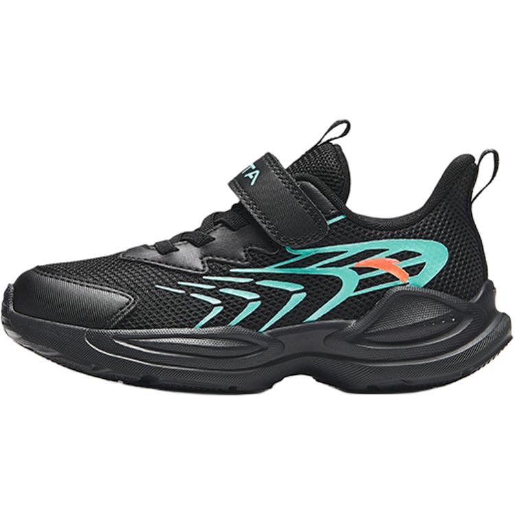 Anta Kids Synthetic Leather Comfortable Breathable Lightweight Shock Absorbing Low Top Running Shoes Kids sneaker Black Green A12439905-6