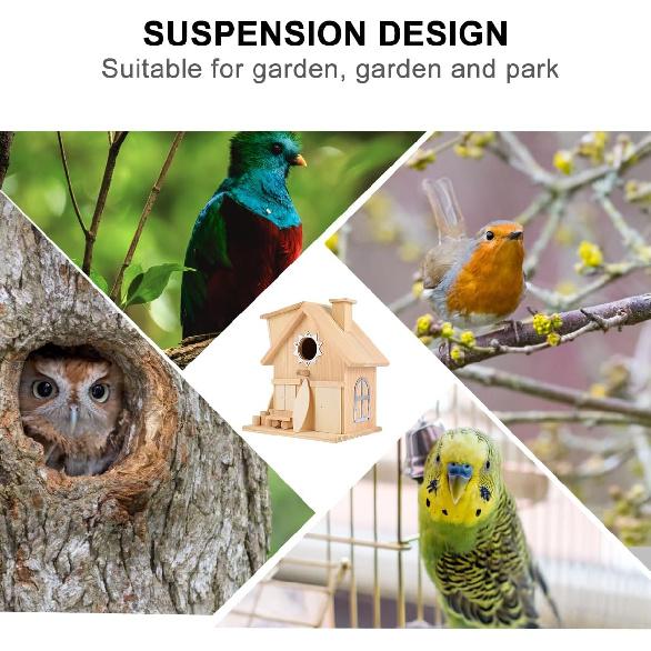 Cabilock Wooden Bird House for Outside: Garden Bird House Decorative Bird Feeder for Hummingbirds, Cardinal, Bluebird and Wild Birds