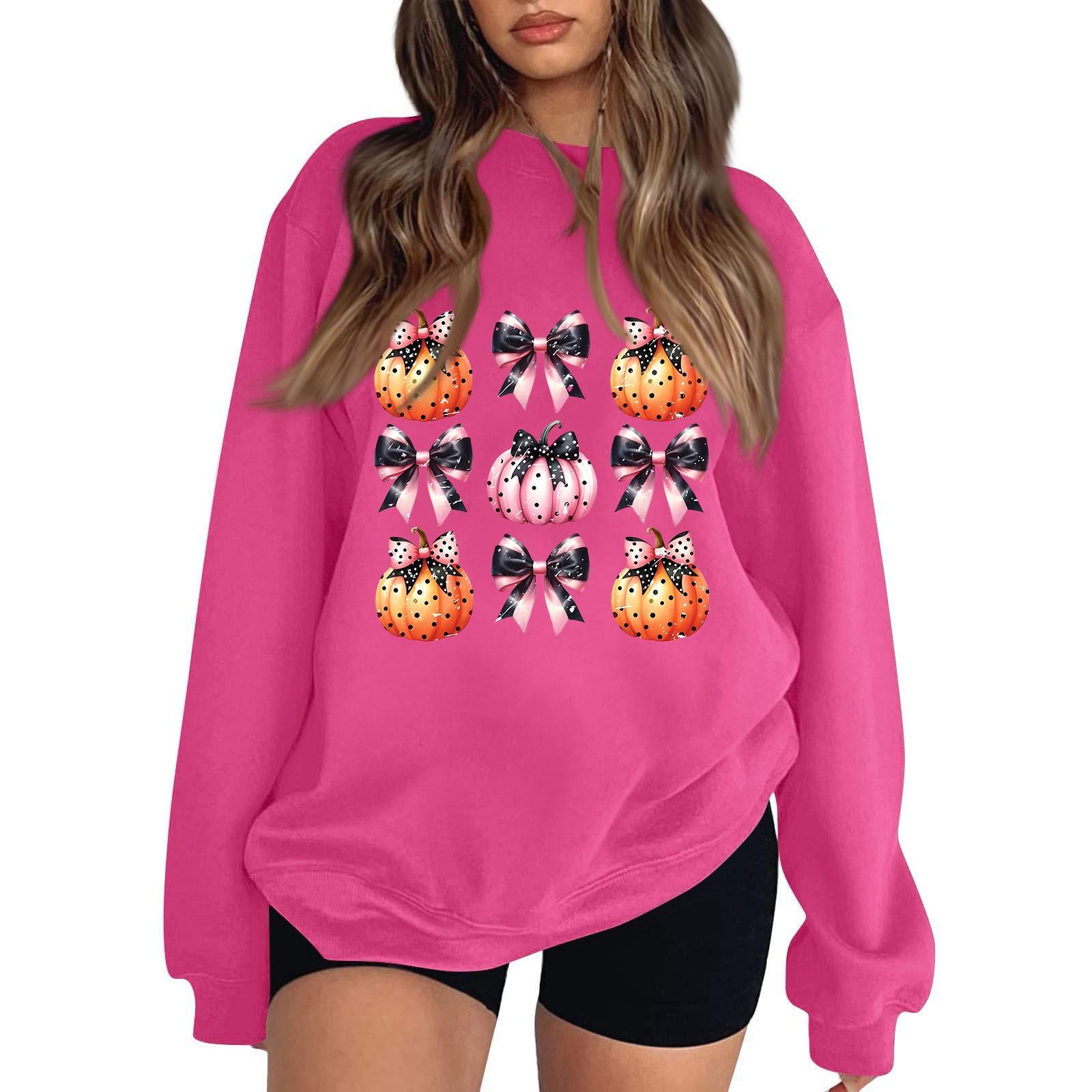 

Женский круглый вырез с длинным рукавом, пуловер с принтом на Хэллоуин XL