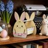 Wooden Easter Bunny Basket DIY Paint Handmade Crafts Rabbit Storage Box Semi-Open Frame Decorative Candy Storage Basket