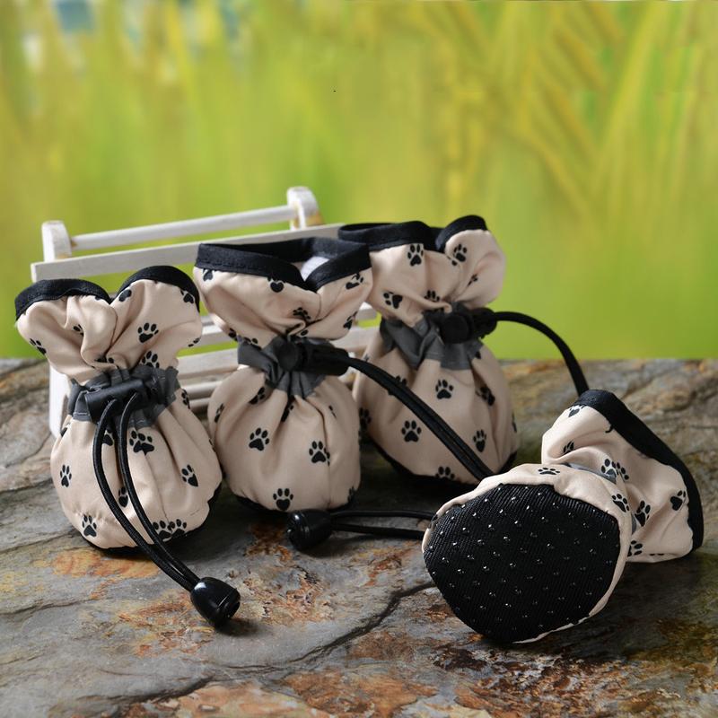 4Pcs Dog Shoes Paw Protector Breathable Waterproof Soft-Soled Pet Shoes Puppy Pet Booties Adjustable Dog Booties Suitable Indoor