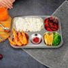 Lightweight 304Stainless Steel Plate Rectangular Divided Plate Dinner Tray