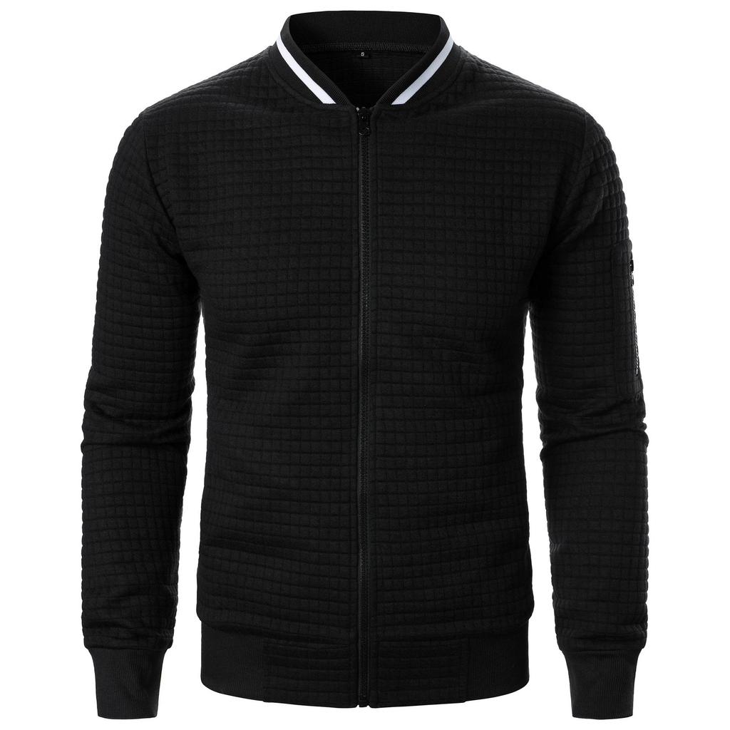 New Men's New Zip Stand Collar Sweatshirt Jacket Men's Casual Jacquard Cardigan Sweatshirts Baseball Jackets Men Clothing Yasheng