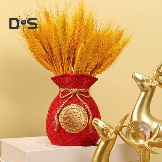 Lucky Bag Vase Wealth Bag Flower Vase Table Centerpiece Fortune Bag Money Bag Figurine for Bedroom Office Chinese New Year Decor