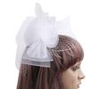 1920s Feather Yarn Hat Shape Hairpins Bride Hair Clip Feather Yarn Hat Headdress Y2k Style Hair Clip for Wedding  White
