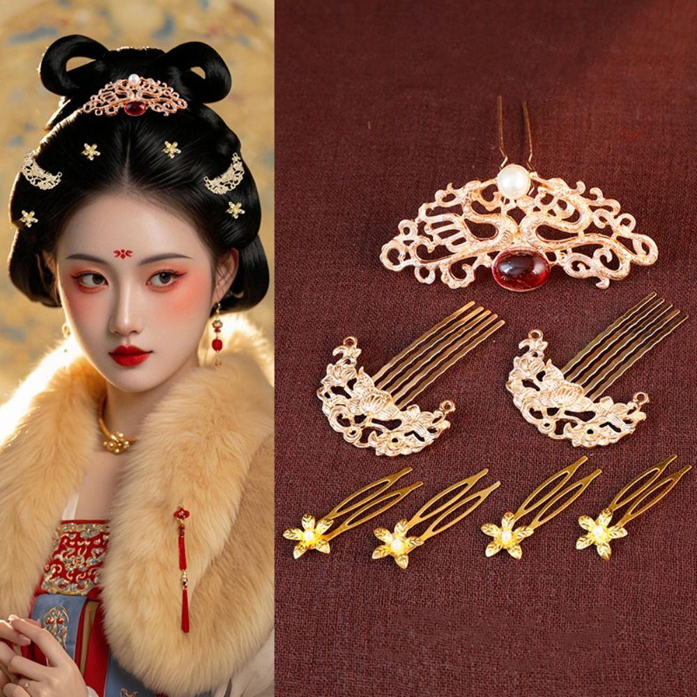 1 Set Chinese Style Ancient Hair Stick Pearl Flower Hair Comb Cheongsam Accessories
