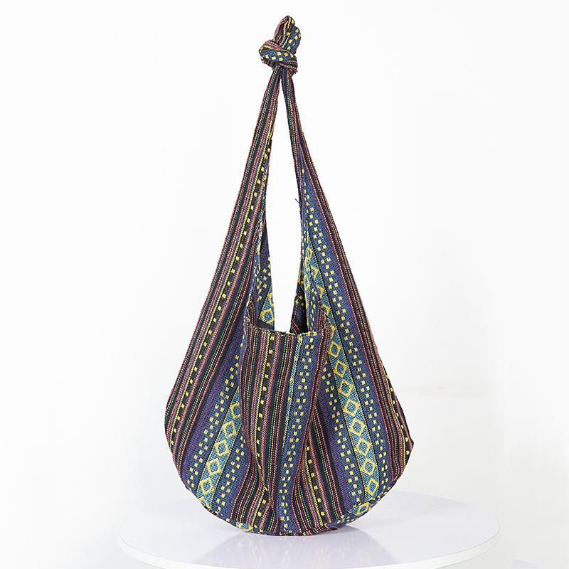 Kontrastfarben bedruckte Böhmischer Ethno-Stil Große Kapazität Minimalistische Damen Schulter-Umhängetasche