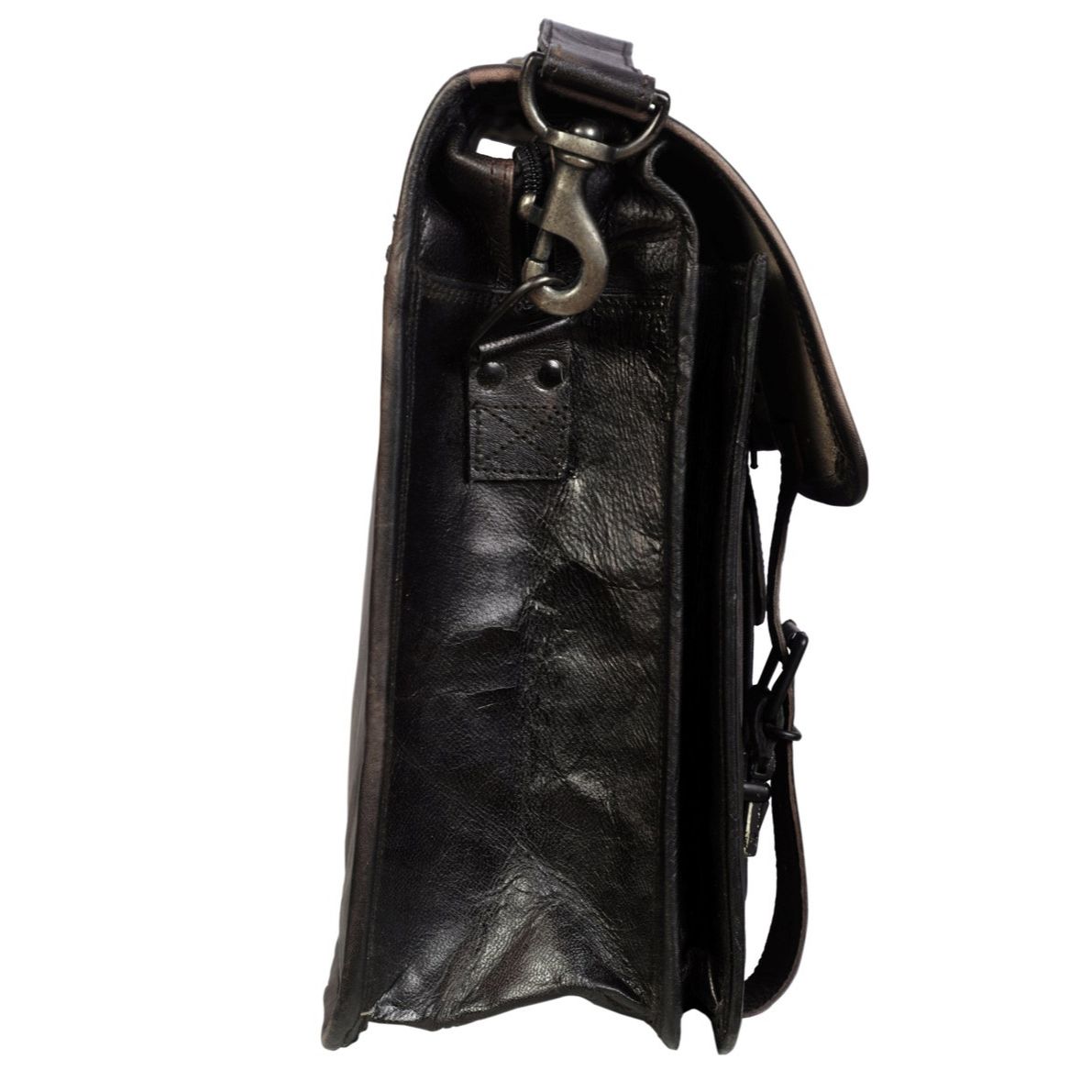 Черный кожаный портфель Ретро кожаная сумка для ноутбука Офисная сумка Подарок для него — фото 2