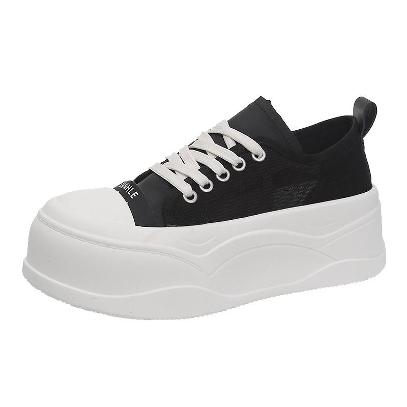 2025 Spring and Autumn New Retro High-end Soft Leather Thick Baseplate Shoes Heightening Versatile White Shoes Fashion Casual Shoes