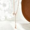 Womens Waterdrop Necklace Luxury Tassel Pendant Shiny Clavicle Chain