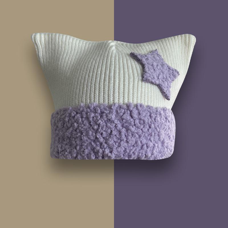 

Y2k Star Вязаные шапки для женщин Осень и зима Теплые Защитные Уши Пуловеры Шерстяные Черепашки Дизайн В Корейском Стиле Шапки-бини