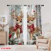 2pcs,2D Plane Printing Popular Curtain Panels Reindeer Twins Polyester Fabric (without Rod) Decorations Outdoor Ldeal for Living