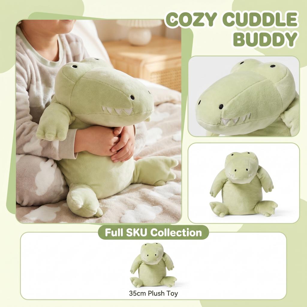 Soft Plush Alligator Stuffed Animal Toy Sitting Position Durable Fabric Material Safe for Kids Toddlers and Collectors