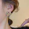 Orecchini a Fiore in Zircone con Ago in Argento Galvanizzato Oro - Design Elegante, Stile di Alta Gamma