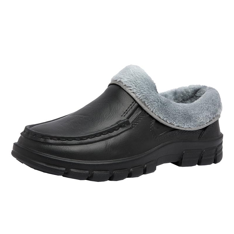 Fashion New large size men's fleece warm chef shoes waterproof, non-slip and oil-proof outdoor sports comfortable warm casual shoes