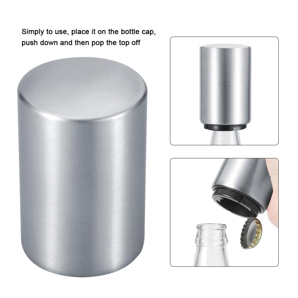 Stainless Steel Beer Bottle Opener Portable Push Down Jar Opener No Damage Caps One Hand Operation Lid Remover Parties