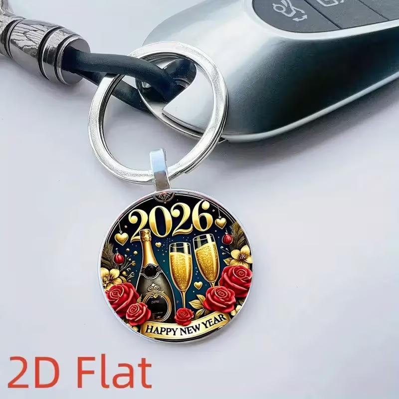 Retro Gold & Champagne Keychain Pendant - New Year, Christmas, Valentine's Day Accessory