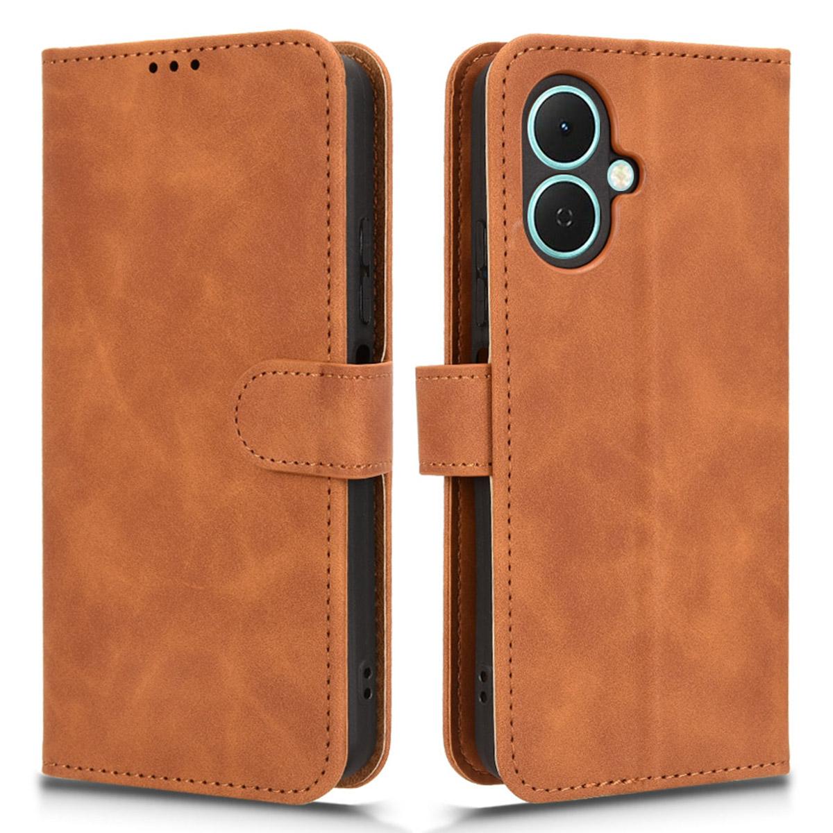 

Для TECNO Spark Go 2 4G Кожаный чехол Скин-чувство Противоударный Кошелек Книжка Чехол для телефона Brown