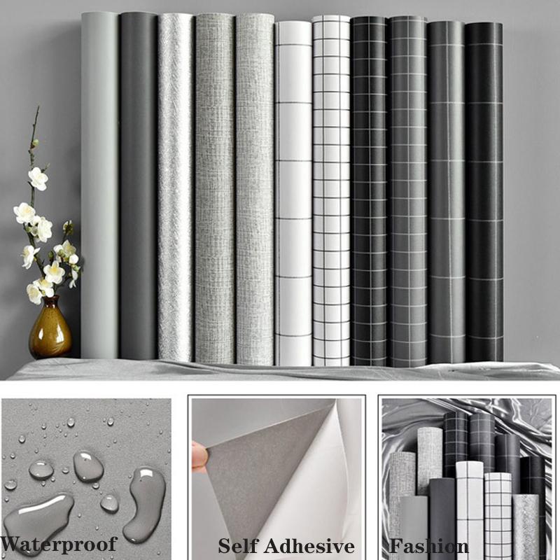 Fashion DIY Self Adhesive Plaid Wall Paper Furniture Renovation Stickers Kitchen Cabinet Waterproof Wallpaper