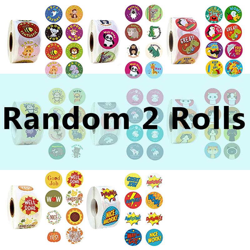 

2/4/6/8 Rolls Round Stickers Random Style Cartoon Animal Letter Stickers Party DIY Souvenirs Carnival Game Prop Reward Gift ZYF