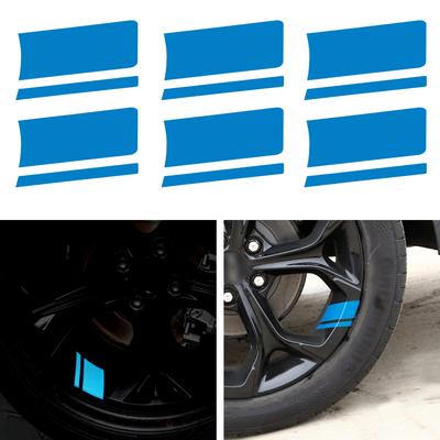 6 Stück Felgenstreifen Reflektierender Aufkleber Auto Vinyl Reflektierender Sicherheitsdekorstreifen Universaler Felgenaufkleber Stoßstange Kotflügel Zubehör (blau)