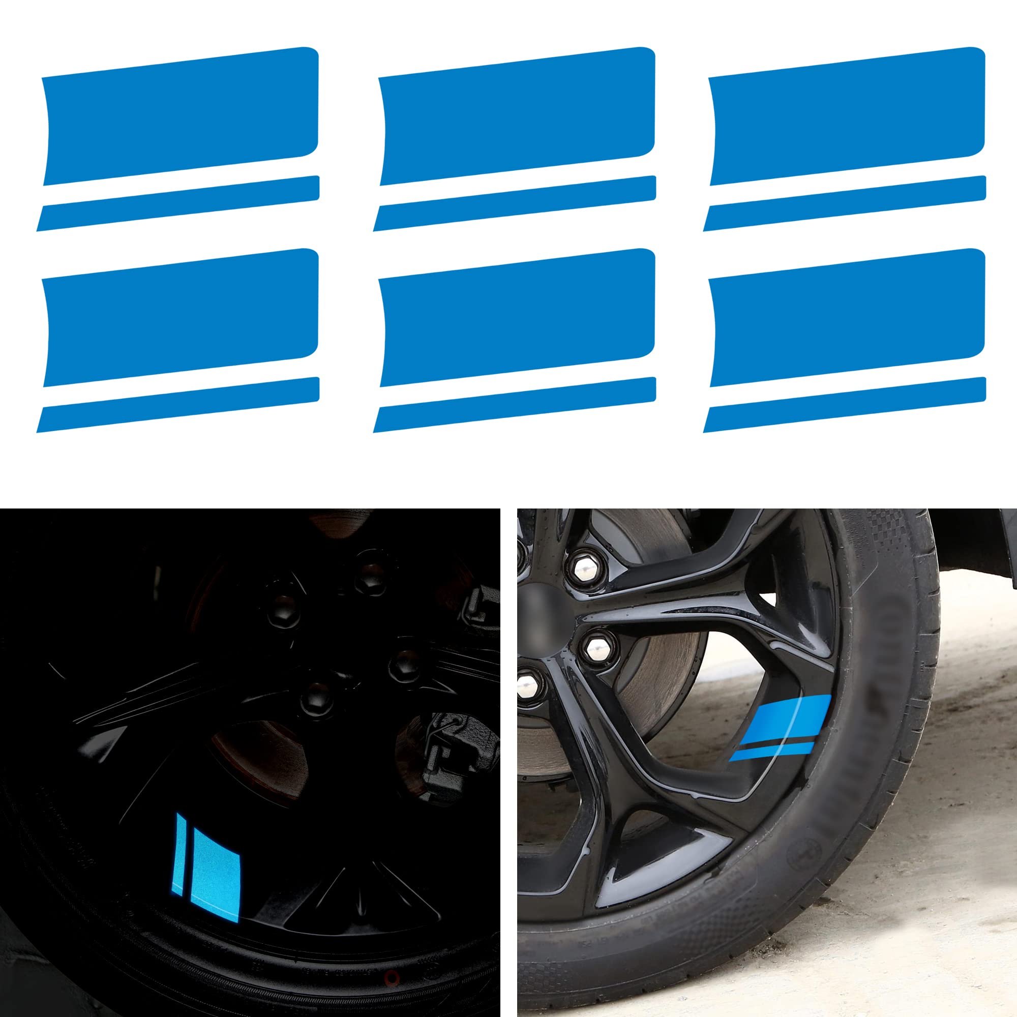 

TOMALL 6pcs Wheel Rim Stripe Reflective Sticker Car Vinyl Reflective Safety Decoration Stripe Universal Rim Decal Bumper Fender Accessories (Blue) синий