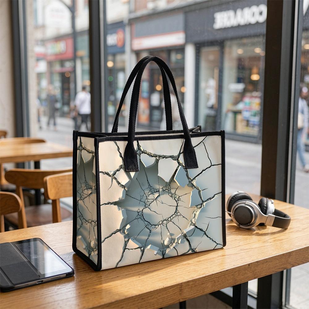Cracked Print Large Capacity Tote Bag Casual Daily Use Handbag for Shopping Travel