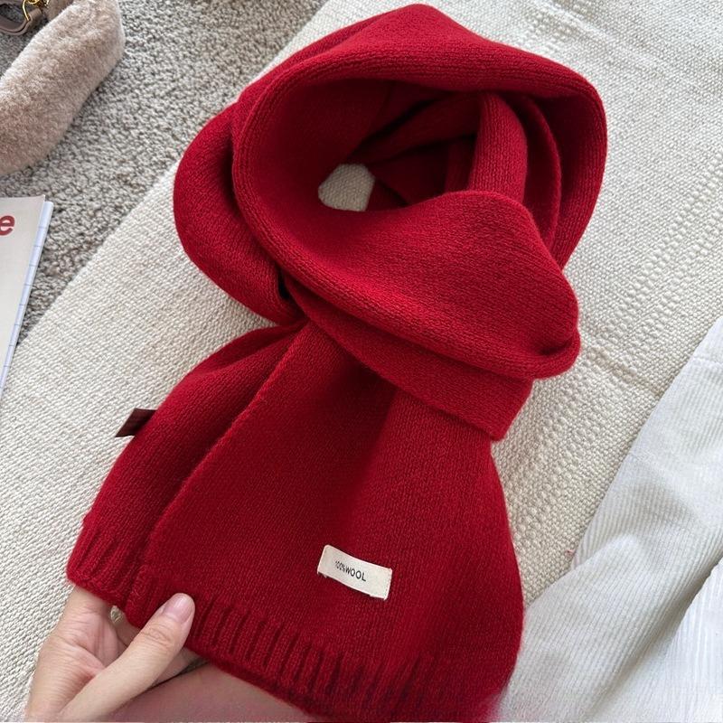 New Year's Red Little Luck Christmas Red Hat  Pure Wool Scarf  Gloves  Cold Resistant Outdoor Warm Scarf