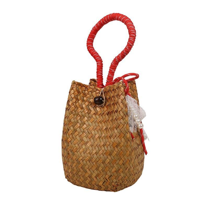 

Niche Design Bags Trend Handmade Straw Woven Bag Fashion Travel Portable Basket