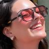 Retro Chic Women's Square Fashion Glasses with Pink Lenses for Everyday Fashion Beach Outings & Casual Wear Trendy Eyewear