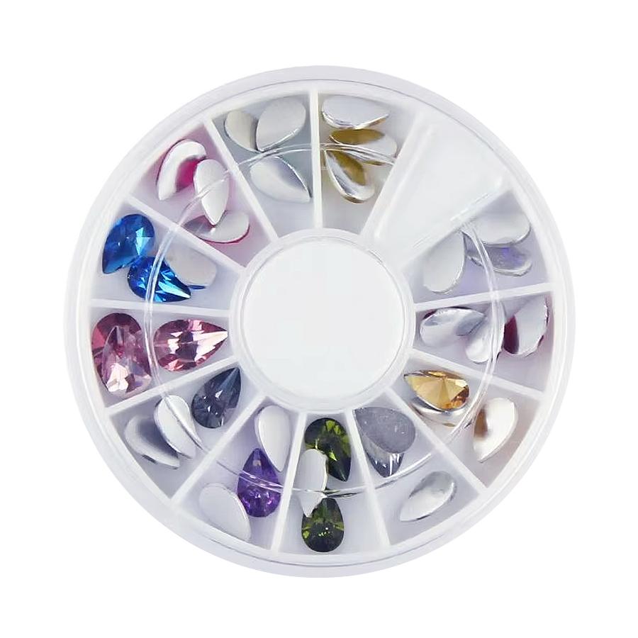 36Pcs 3D Nail Rhinestones, Flat Back Square Heart Drop Shape Wheel, Nail Glitter Gems Decorations for DIY Manicure Cell Phone Decor