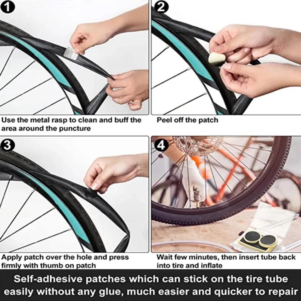 Emergency Bicycle Puncture Repair Kit Glueless Self-Stick Tire Patches Quick Fix for Road Bike MTB City Cycle No Glue Needed