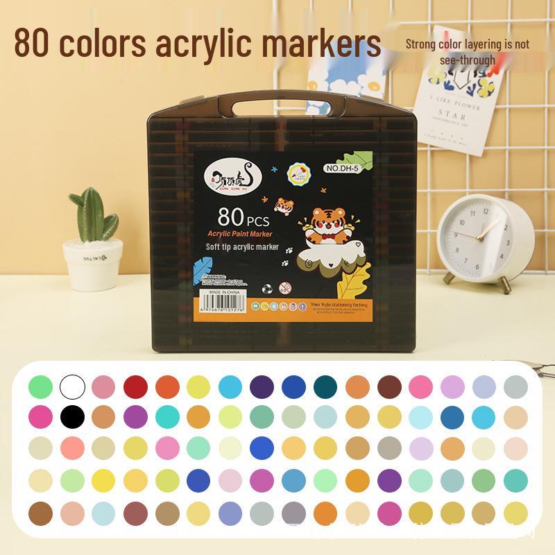 

Набор акриловых маркеров с мягким наконечником Dingdinghu для детей - Наслаиваемые цвета, Искусство и граффити DIY