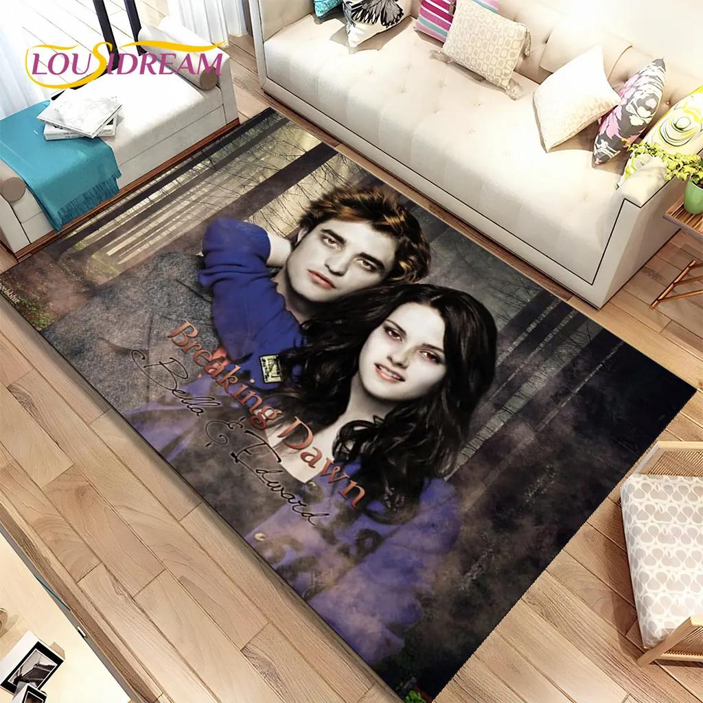 Tapete de Área Impresso em HD Saga Crepúsculo Grande, Tapete para Sala de Estar Quarto Sofá Capacho Decoração, Tapete de Chão Antiderrapante para Crianças