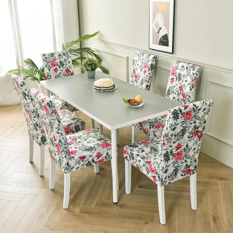 Floral Chair Covers For Dining Room Printed Stretchable Dining Chair Slipcover Washable Removable For Kitchen Hotel Restaurant