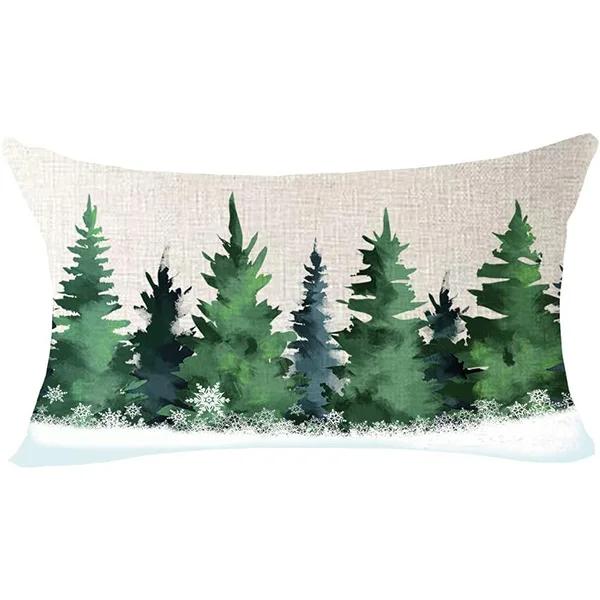 New Christmas Style Simple Letter Double-sided Printed Linen Pillow for Home Decoration, Sofa Waist Pillowcase